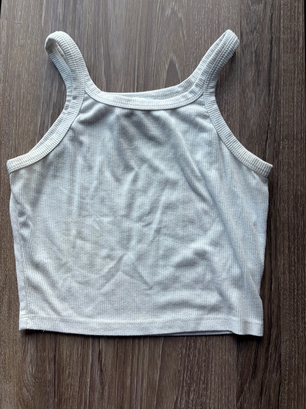 Princess Polly Ribbed Crop Tank Top in Off-White